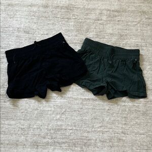 Avalanche Black and Dark Green Athletic Shorts